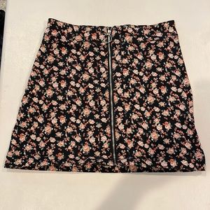 Forever 21 Black and Pink Floral jean skirt